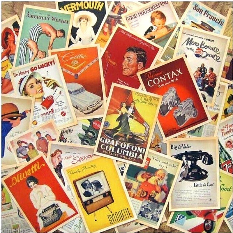DreamHigh 64 pcs Collectible Vintage Ads & Movie Poster Postcards Bulk Pack - Image 3